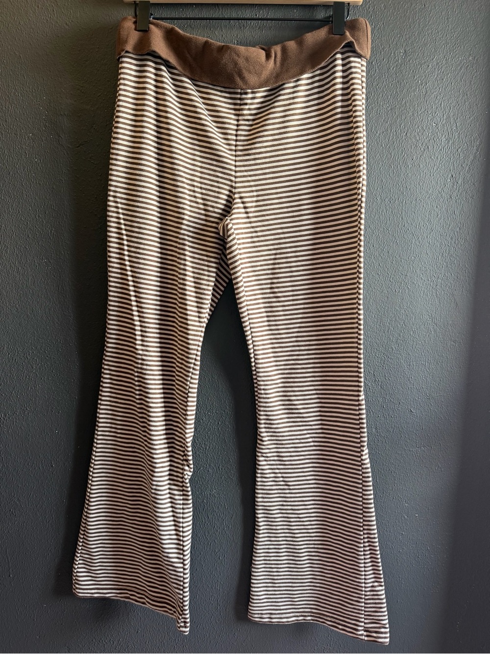 No Boundaries Brown and Cream Striped Flare Leggings